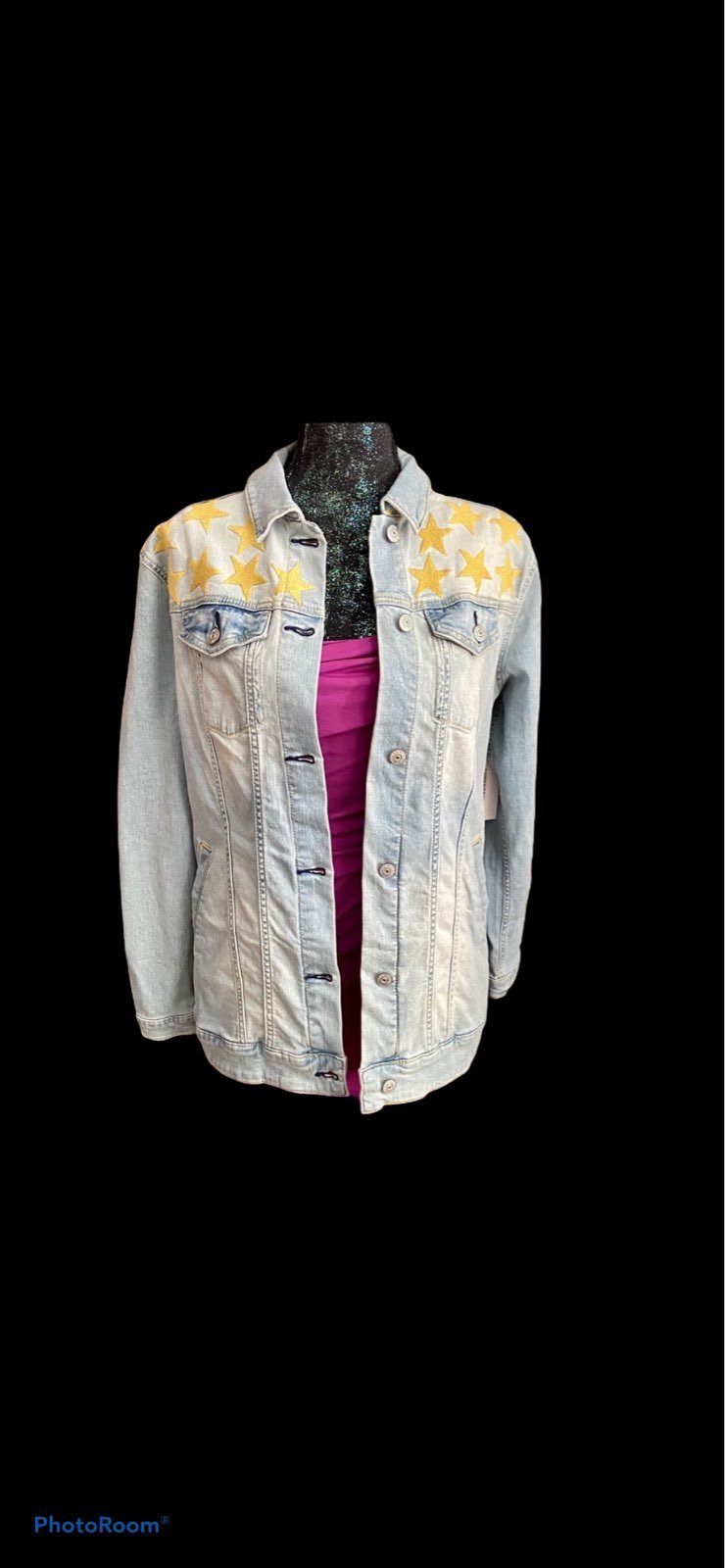LuLaRoe Jaxon Embroidered Star Denim Jac