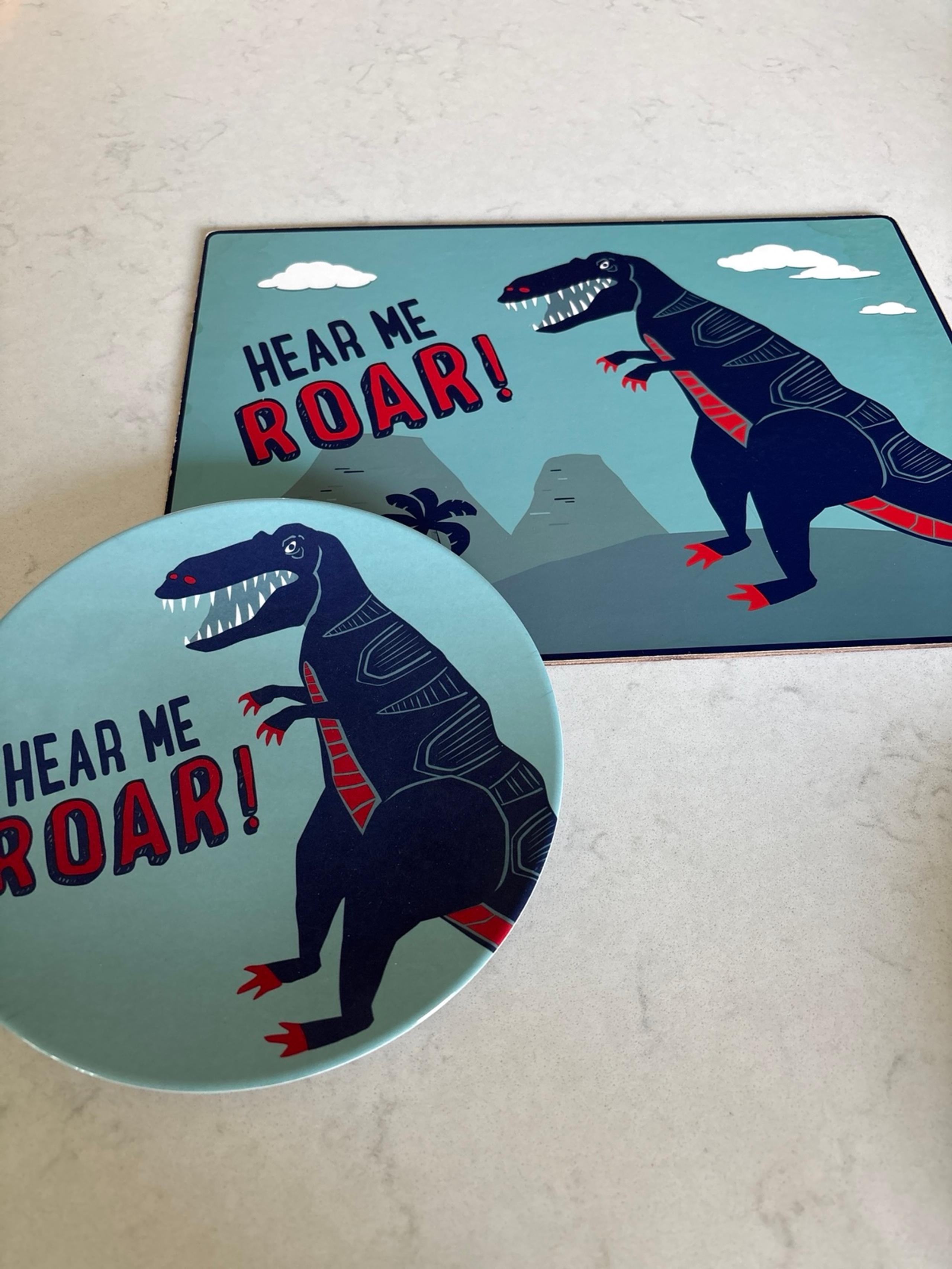 Pottery Barn kids dinosaur placemat and plate