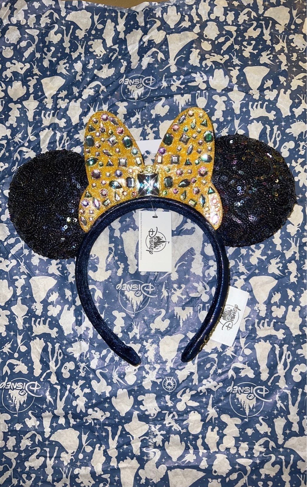 Walt Disney World 50th Anniversary Jewel Sequin Bow Minnie Mouse Ears