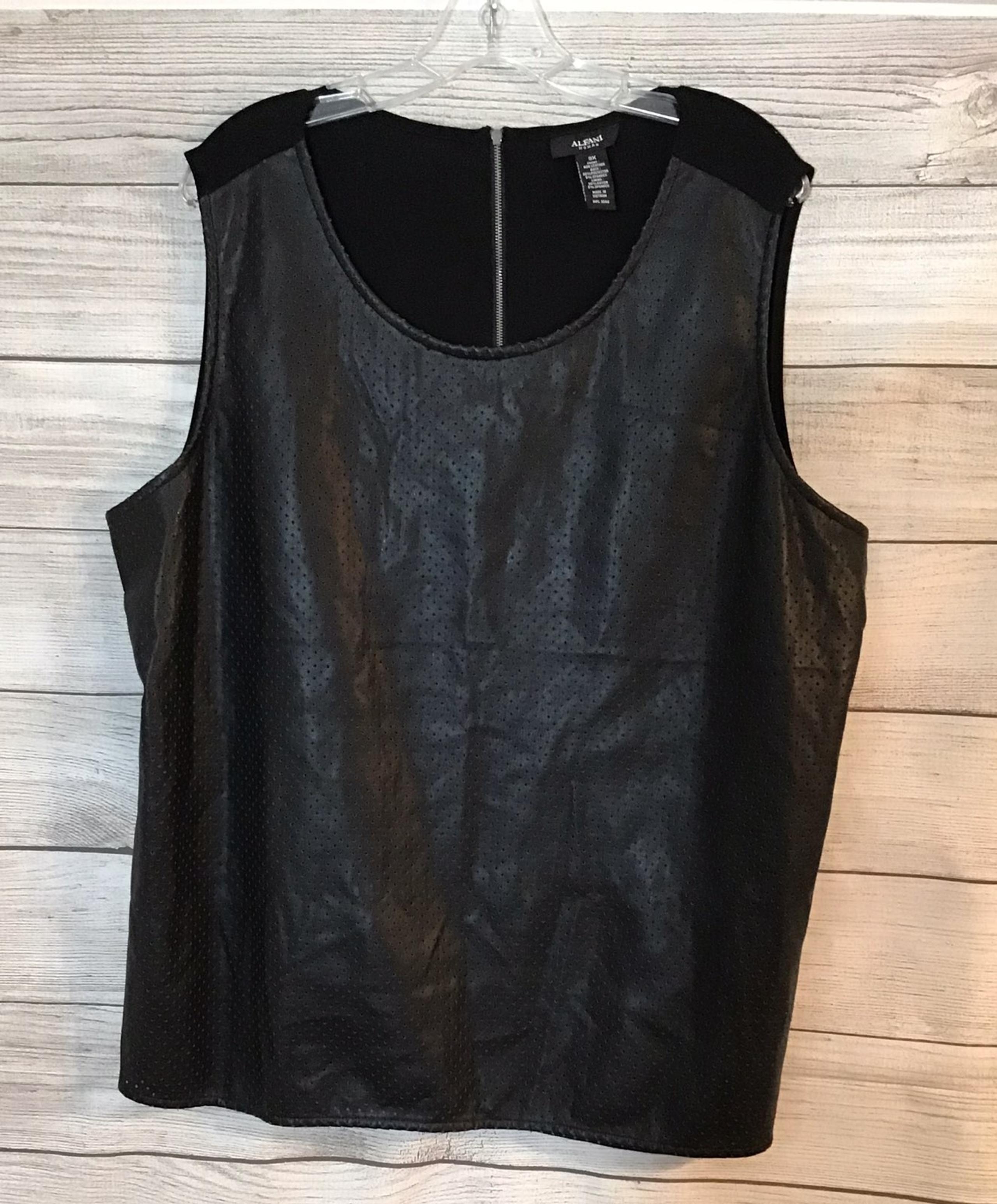Alfani Women's Black Faux Leather Tank