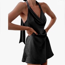 Satin Halterneck Mini Dress