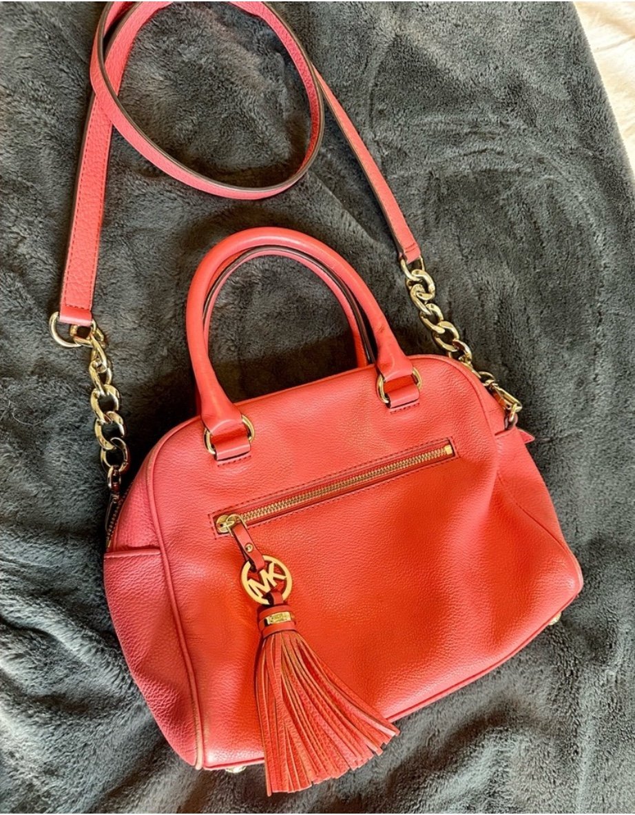 Michael Kors Coral Pebbled Leather Satchel Purse