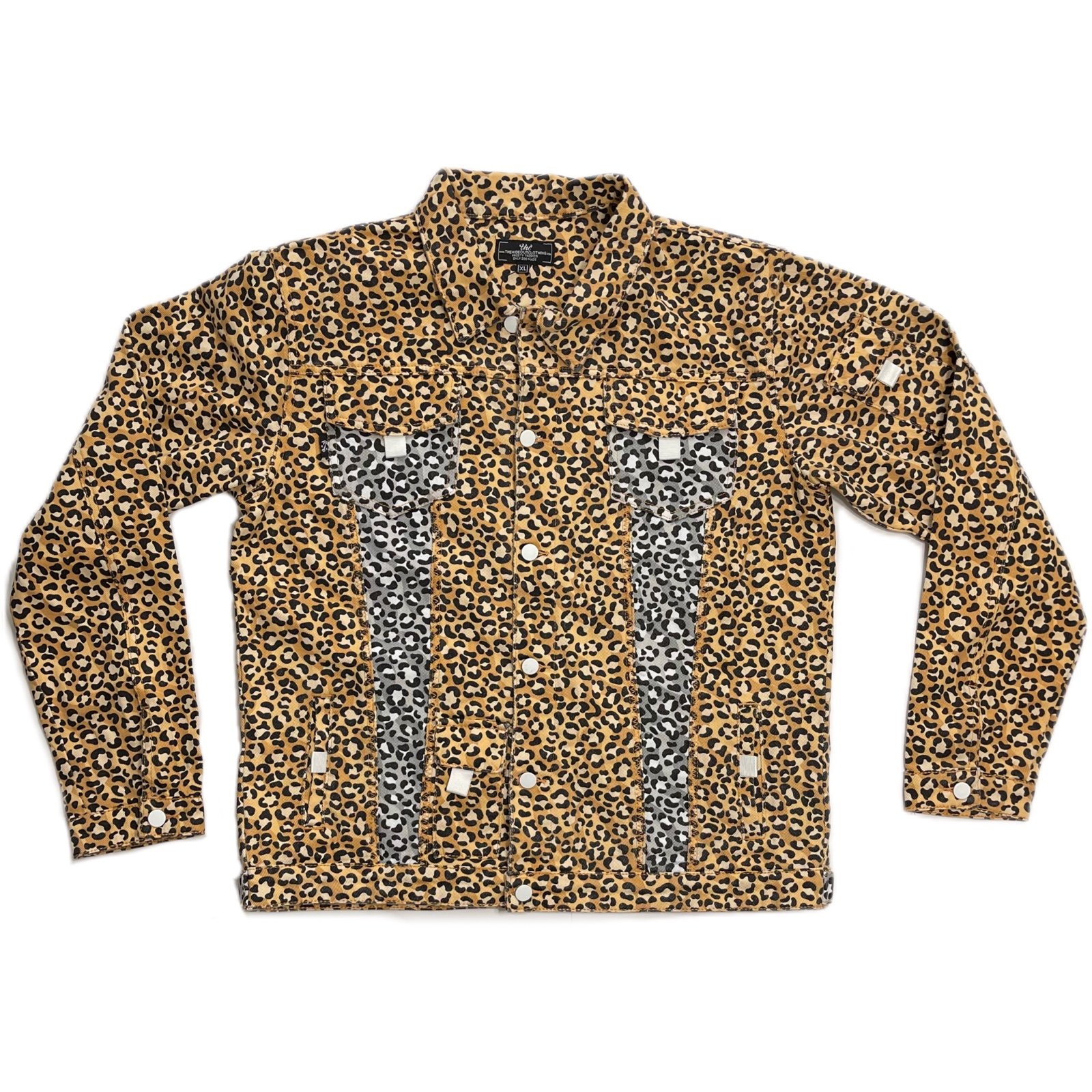 Leopard Print Denim Jacket XL Unisex By The Hideout Clothing 200 Only Made