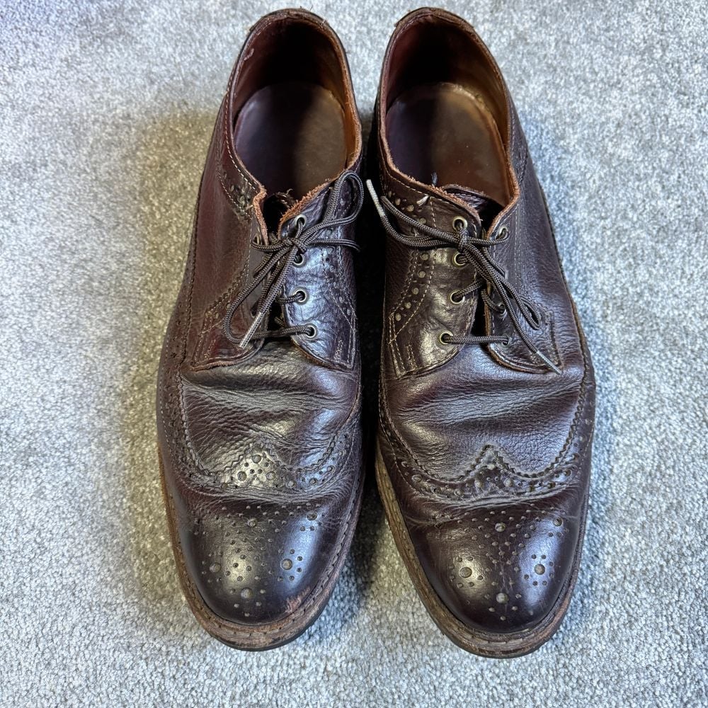 Classic Brown Leather Wingtip Oxford Brogue Dress Shoes Size 12