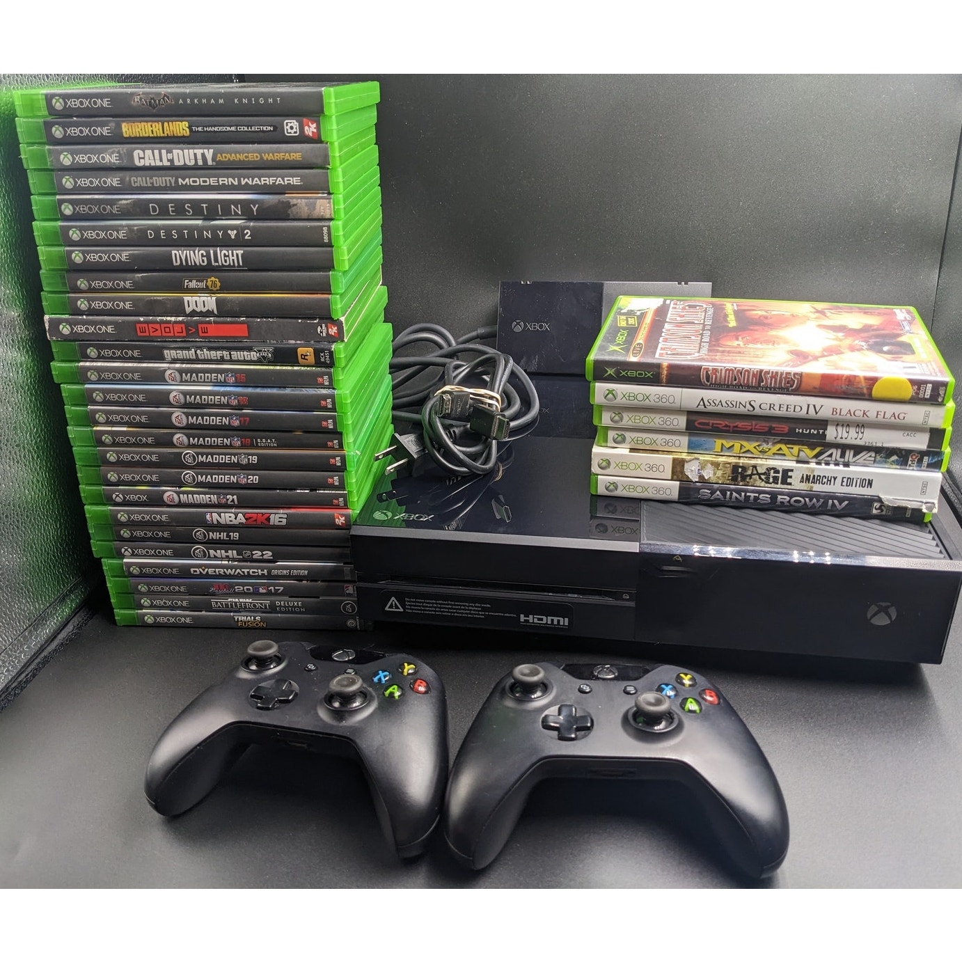 Xbox One 500GB Bundle *Cleaned&Tested* 31 GAMES + 2 CONTROLLERS!