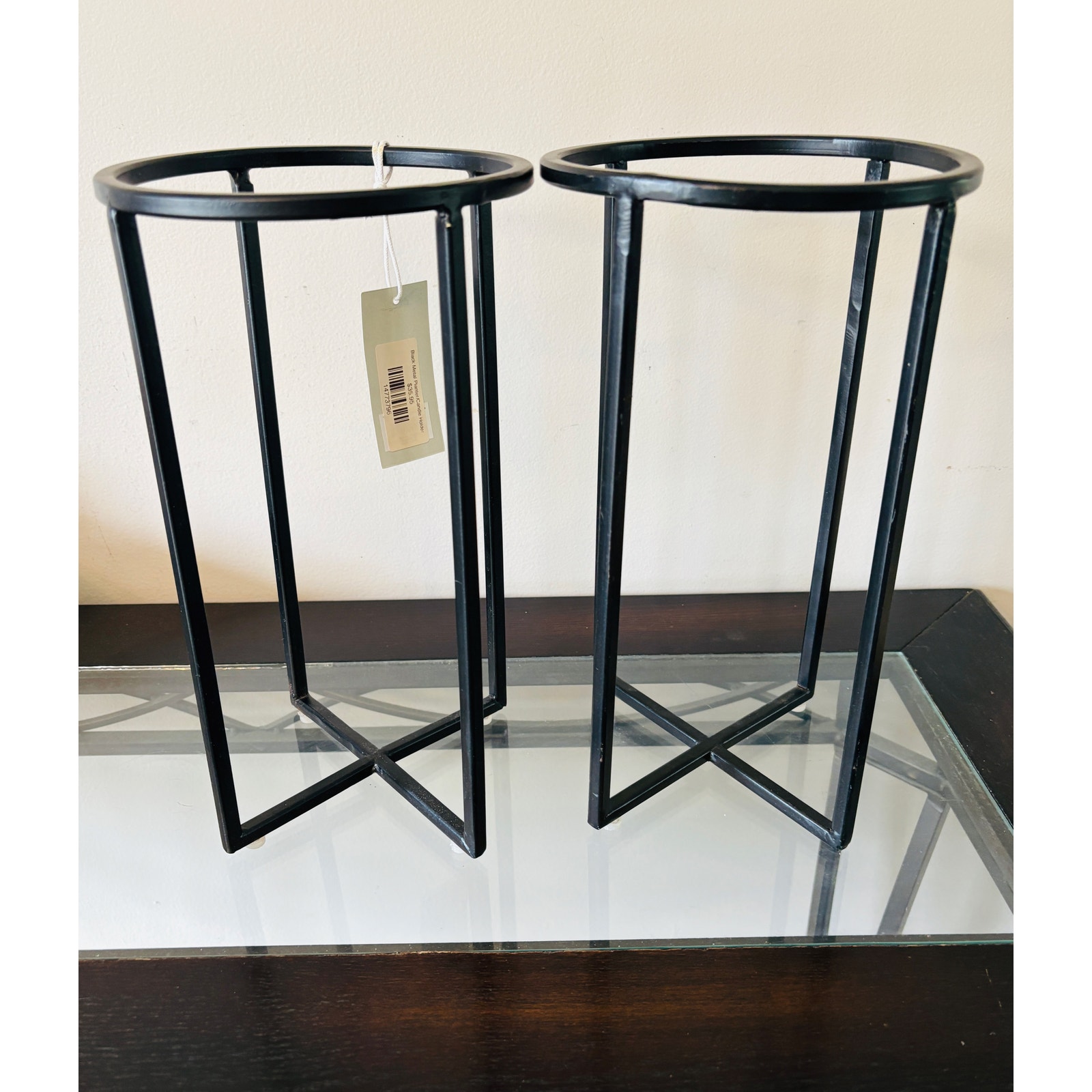 (2) Bloomingville Black Metal Planter Stands