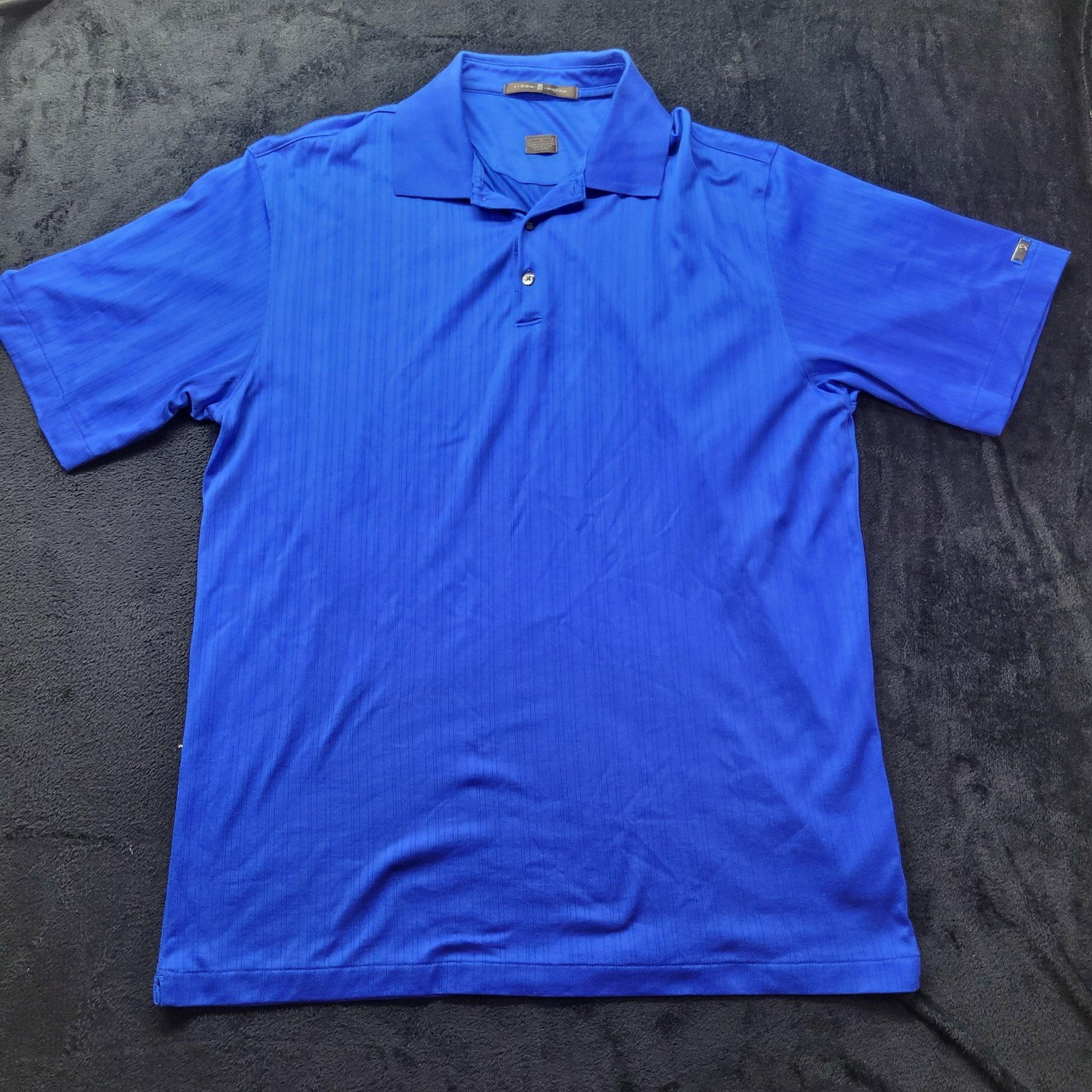 Vintage Tiger Woods Golf Polo Shirt Mens Size L Blue Short Sleeve