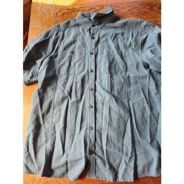 Arc'teryx Mens Blue Short Sleeve Linen Cotton Blend Button Down Shirt sz XL