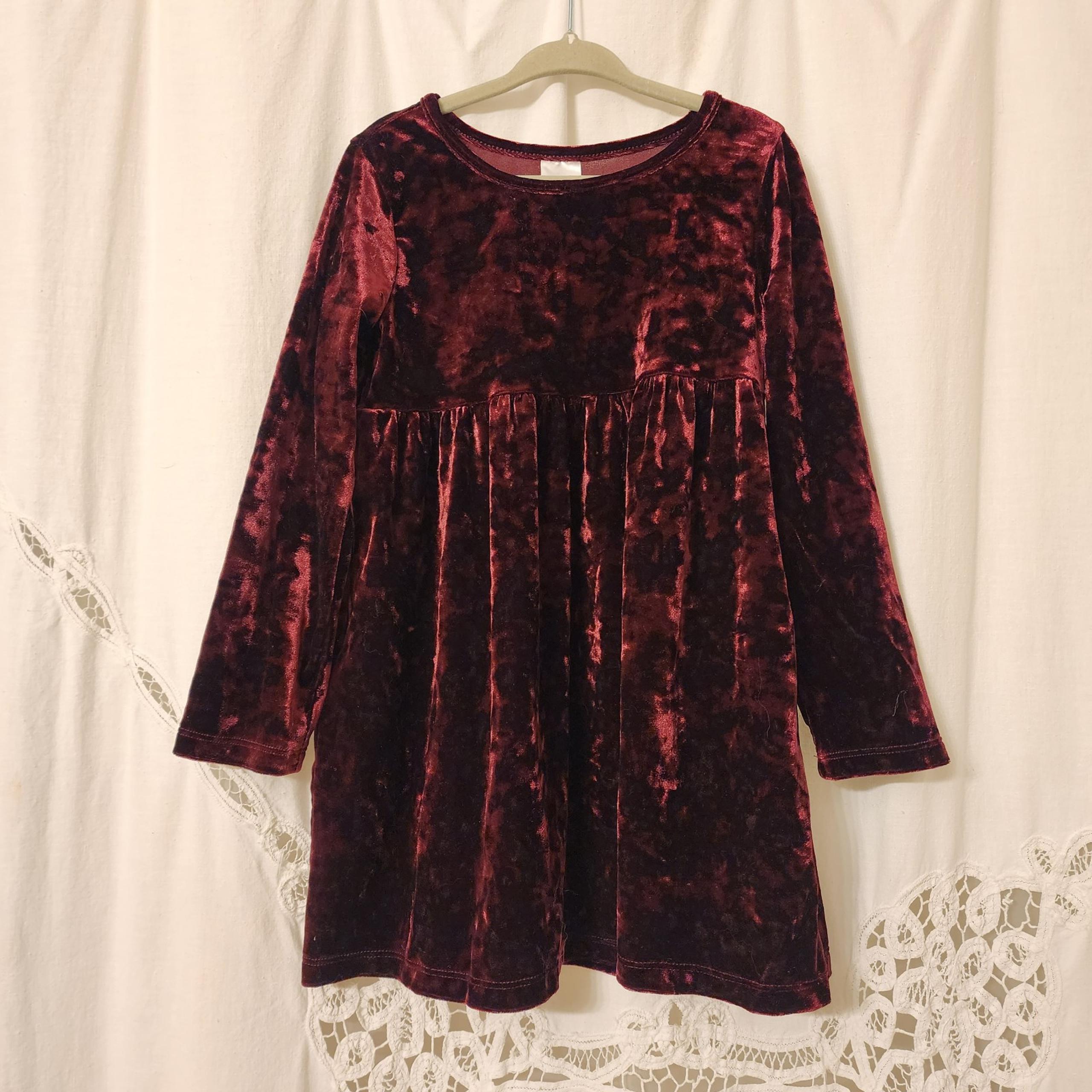 Burgundy Crushed Velvet Christmas Dress