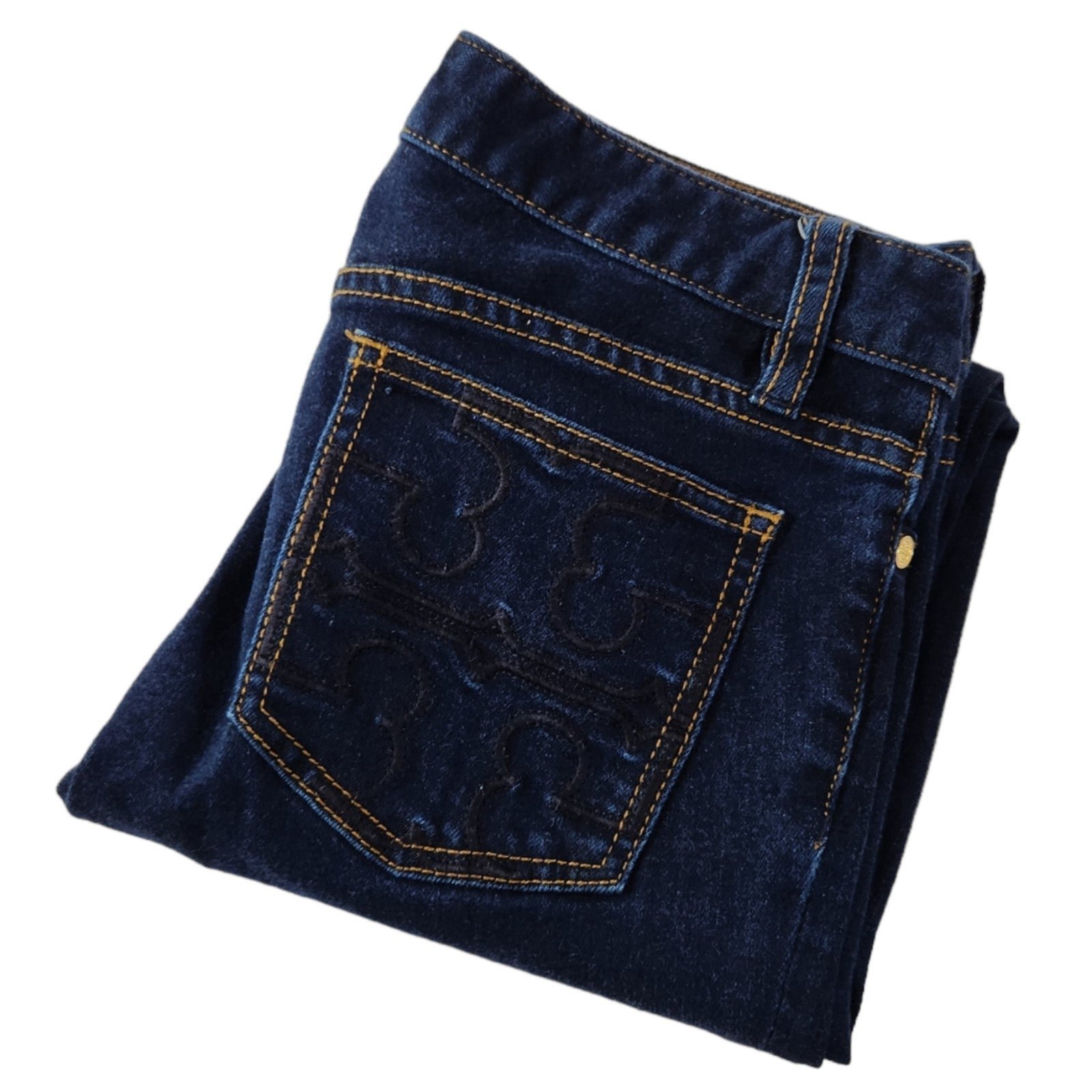 Tory Burch Super Skinny Jeans Women's Size 25 Dark Wash Casual Blue Denim Logo