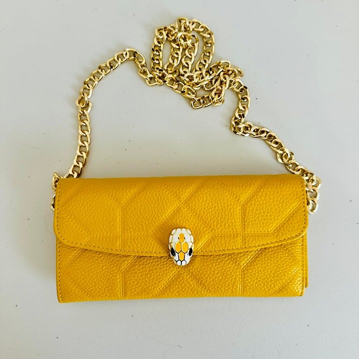 TIFFANY & FRED PARIS SERPENTINE YELLOW PEBBLED LEATHER QUILTED LONG WALLET 150