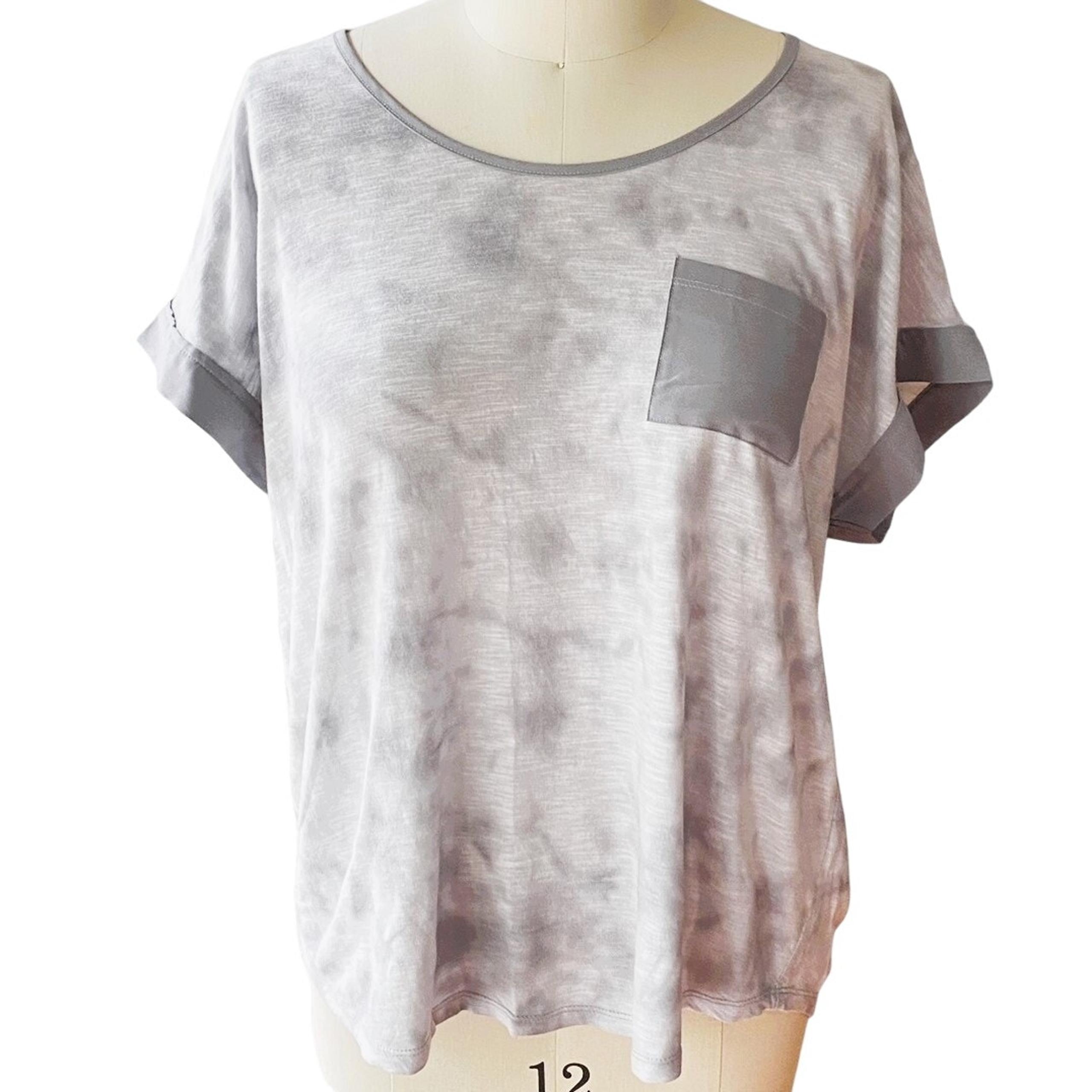 JONES NEW YORK Thin Gray Pocket Short Cuffed Sleeve Top ~ Women's Size XL