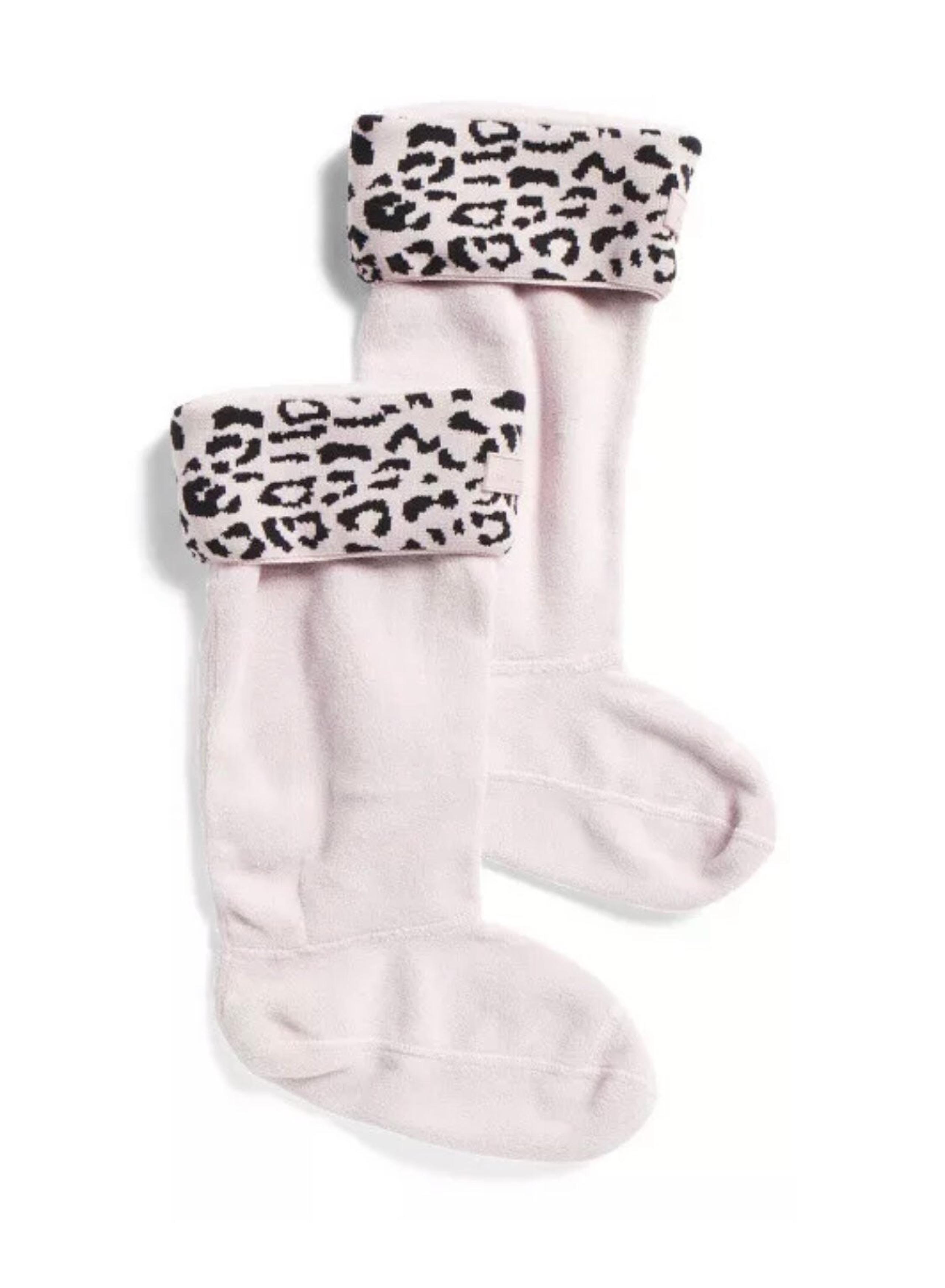 Hunter Boots Tall Socks Leopard Pink Med