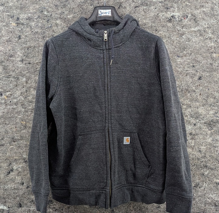CARHARTT Relaxed Mid-Weight Zip Up Hooded Sweatshirt Black Women’s XL (AA-M8)