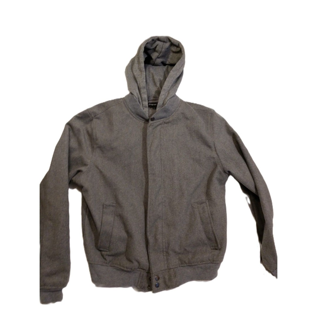 Women's grey parka coat paper tee Large