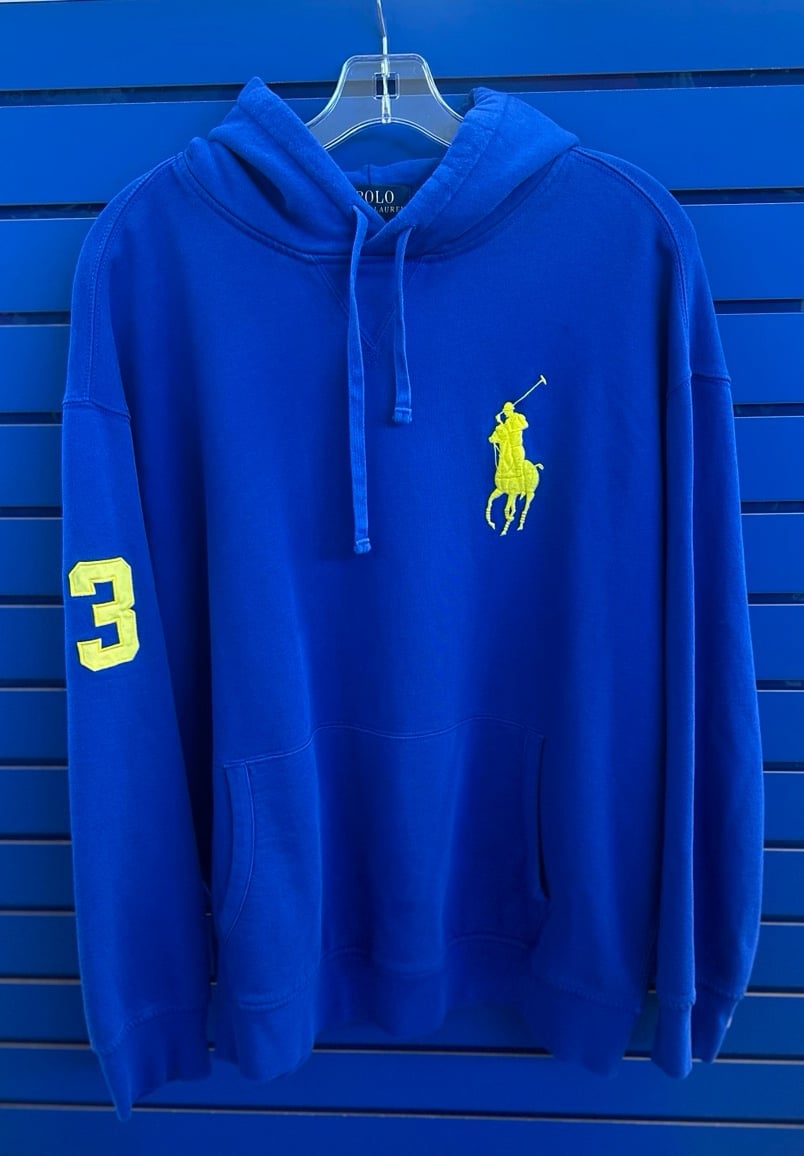 Polo Ralph Lauren Hoodie Men XXL Cobalt Big Pony Kangaroo Pocket Pullover Jacket