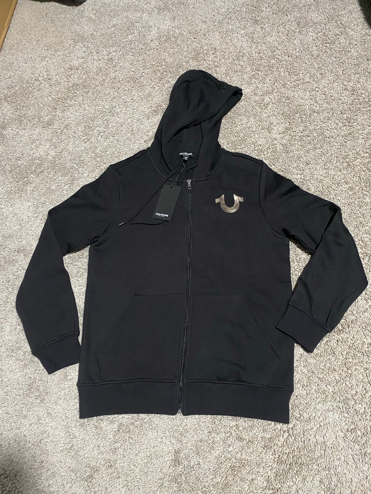 True religion metallic city black zip up