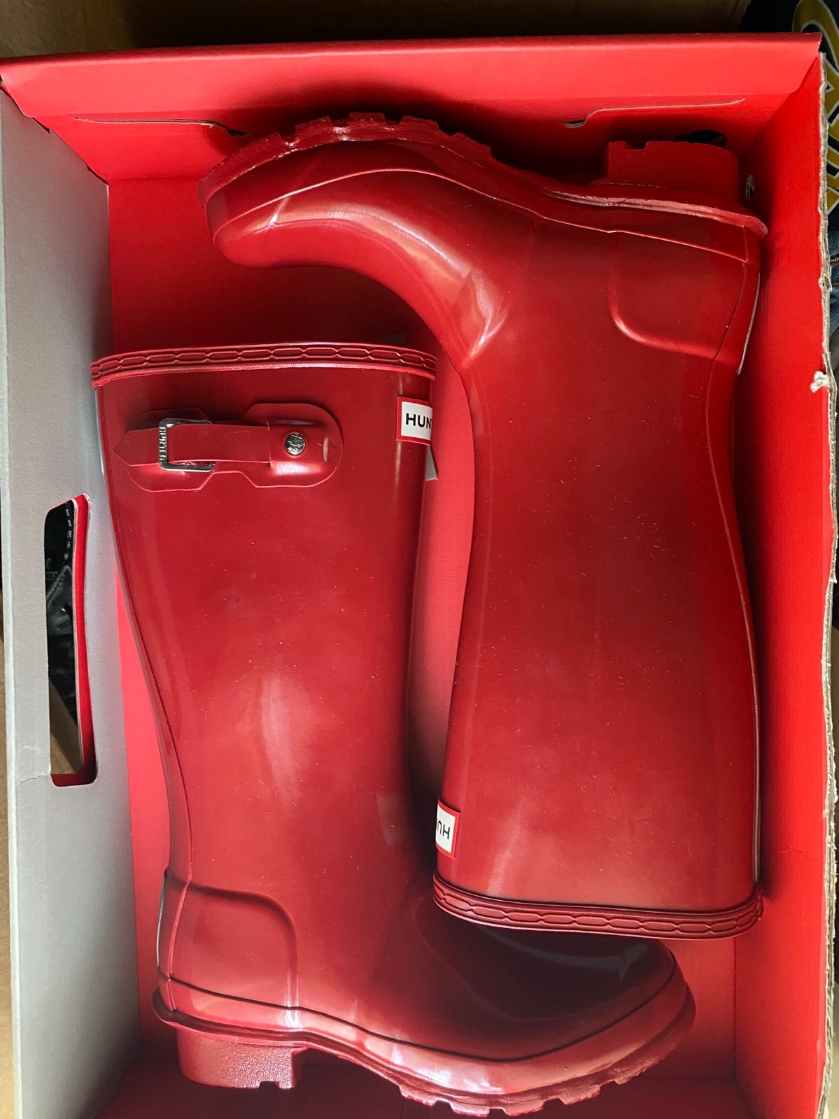 New Hunter [3B/4G/2UK] Original Big Kids Gloss Waterproof Rain Boots - Red