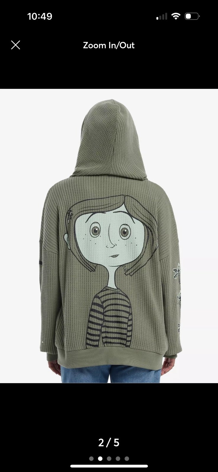 Coraline Buttons Juniors Oversized Waffle Knit Hoodie Hot Topic