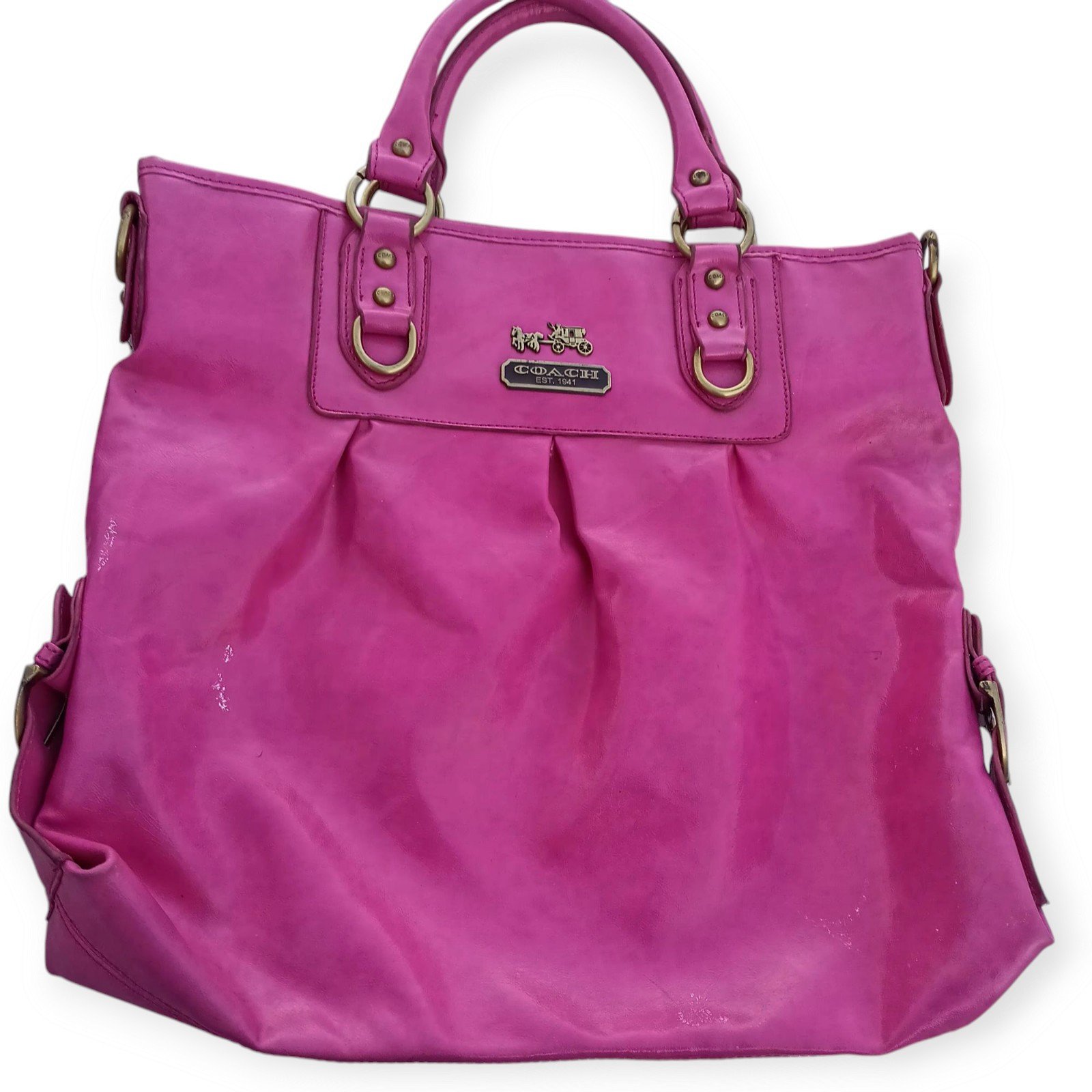 Pink Coach NO-12953 Ashley Shoulder Bag No Shoulder Strap *read*