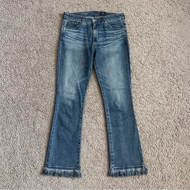 AG Adriano Goldschmied Jeans The Jodi Crop Frayed Hem Flare Womens 25R