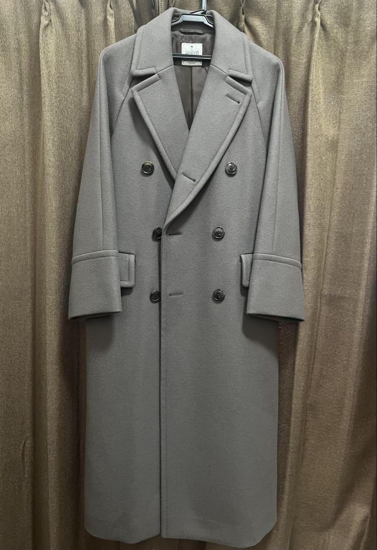 Gray Double-Breasted Long Coat