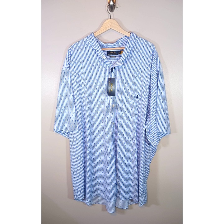 Polo Ralph Lauren Floral Blue Performance Short Sleeve Shirt Size 4XB NWT
