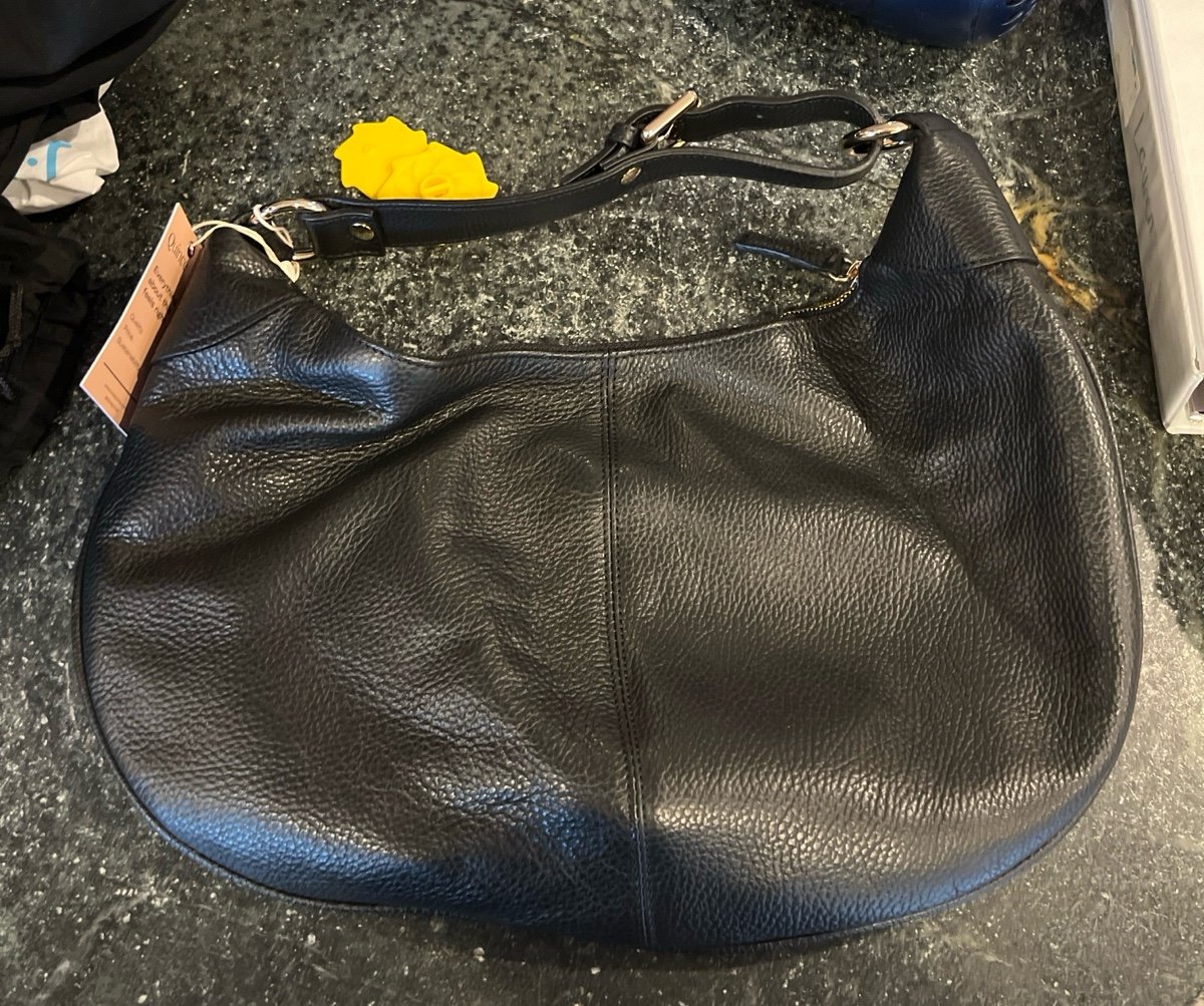 Quince Italian leather crescent shoulder bag black