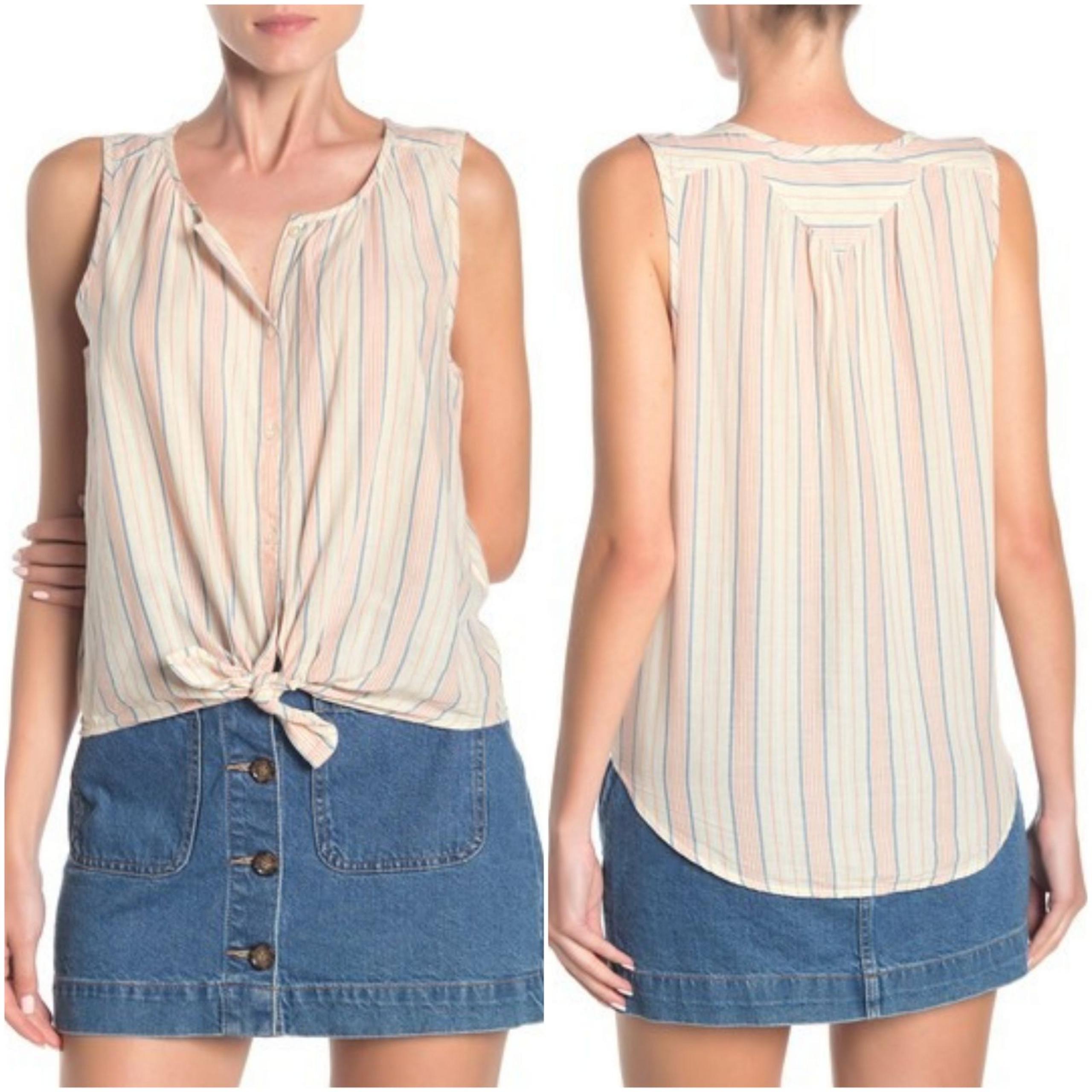lucky brand striped tie tank top S