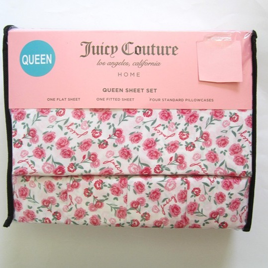 Juicy Couture Queen Sheet Set Red Pink Rose Flower
