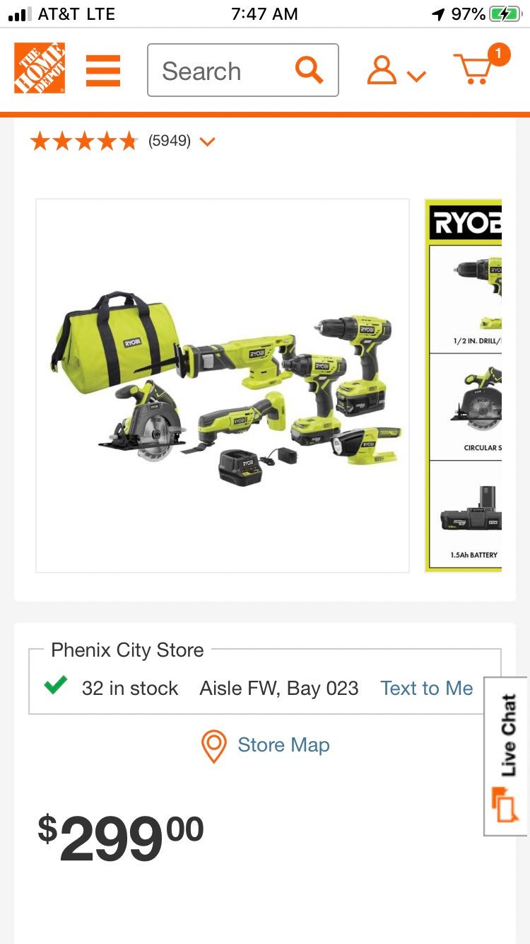 Ryobi 6 tool combo