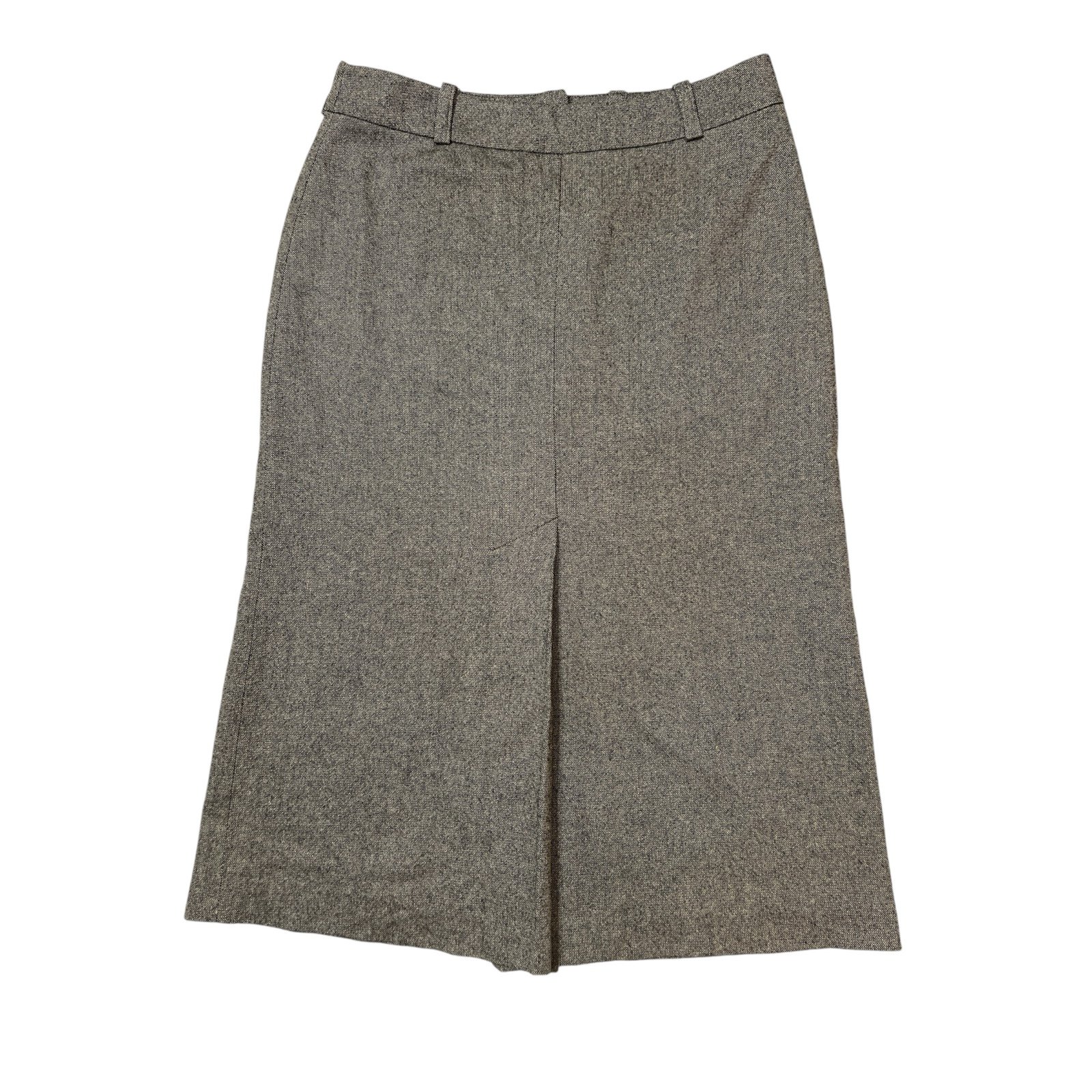 H&M Hennes Taupe Black Tweed Pleated Wool Blend Pencil Shirt Sz 8 Women