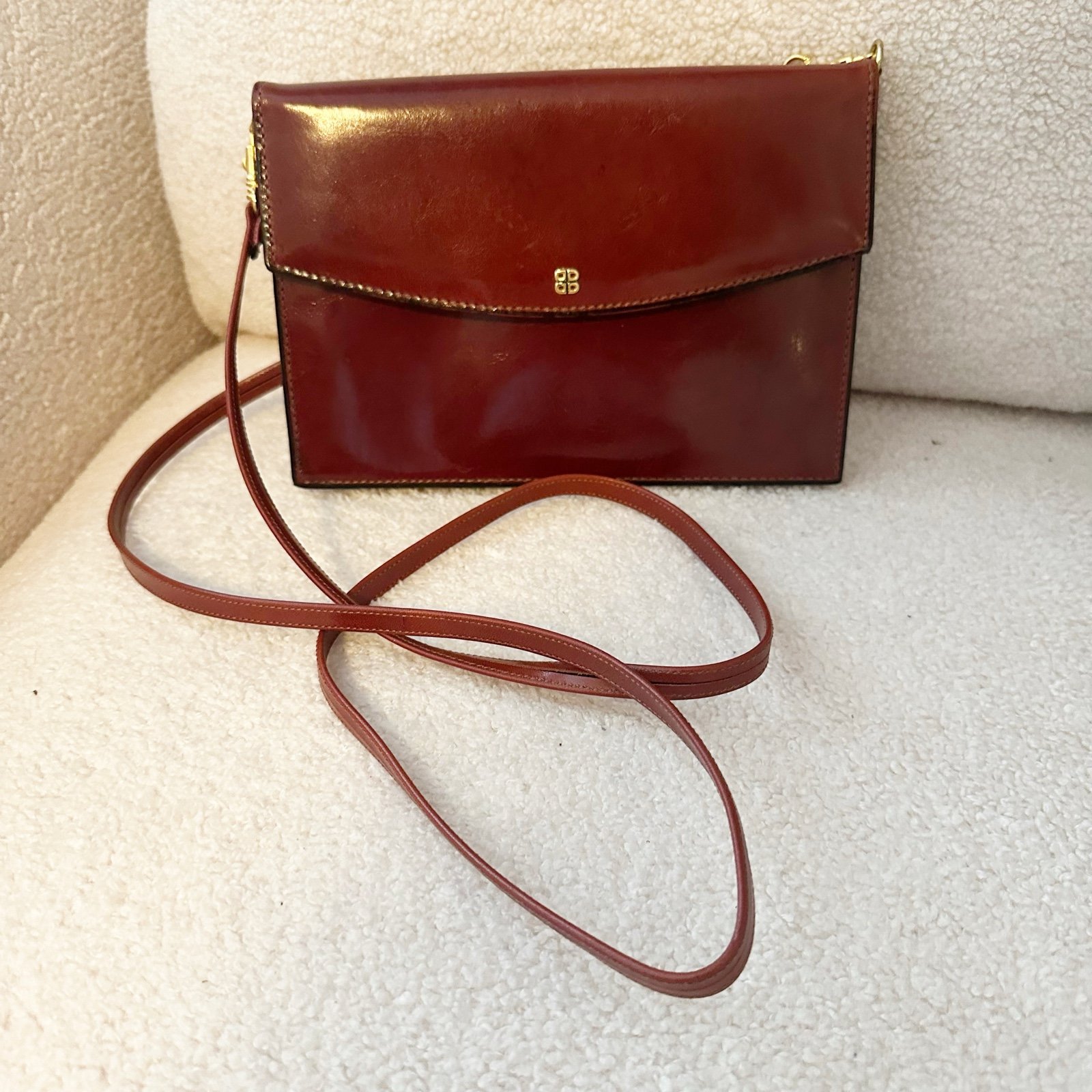 Vintage Bosca hand stained hide leather shoulder bag.