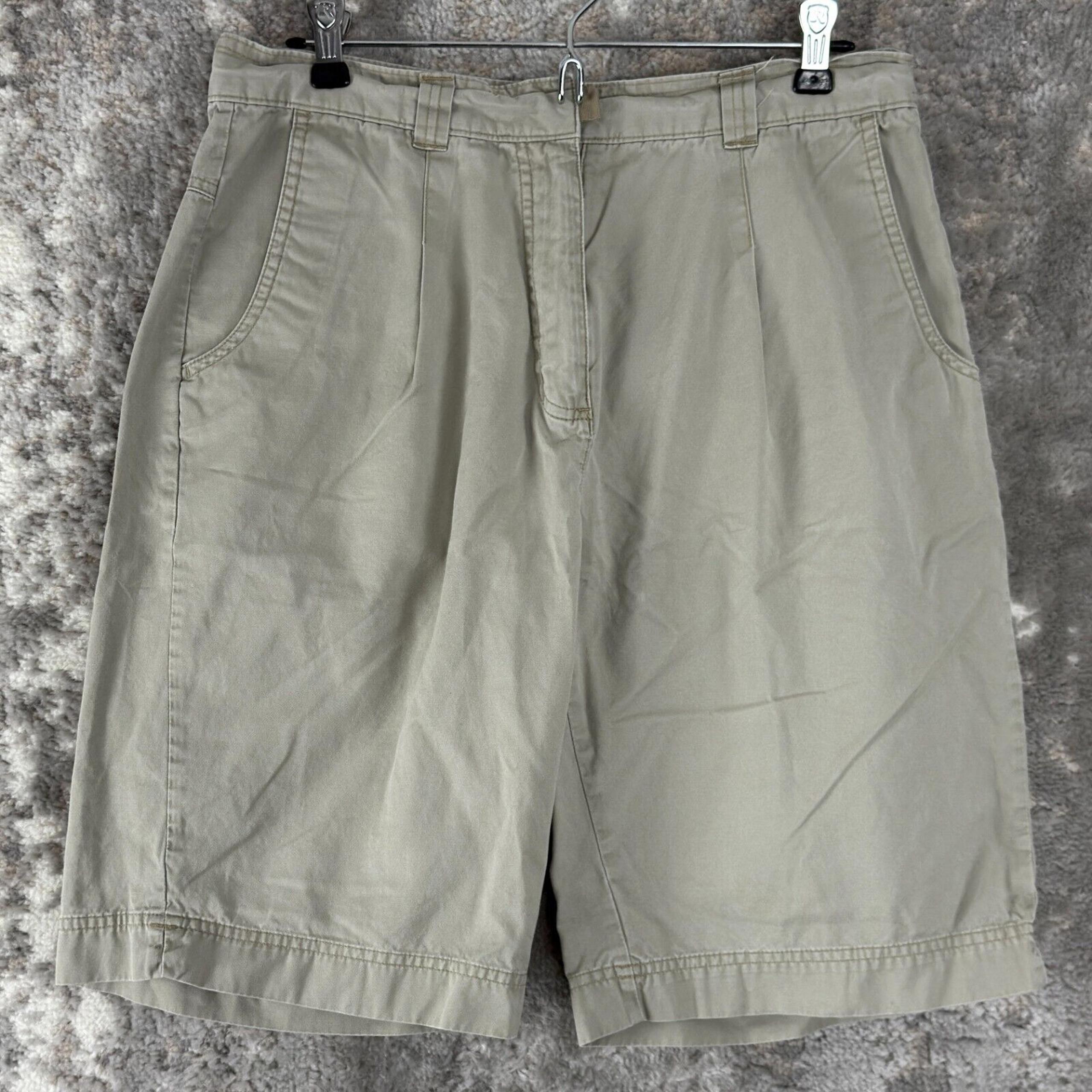 Woolrich Size 10 Flat Front Cotton Casual Shorts Button Zip Pockets Khaki Chino