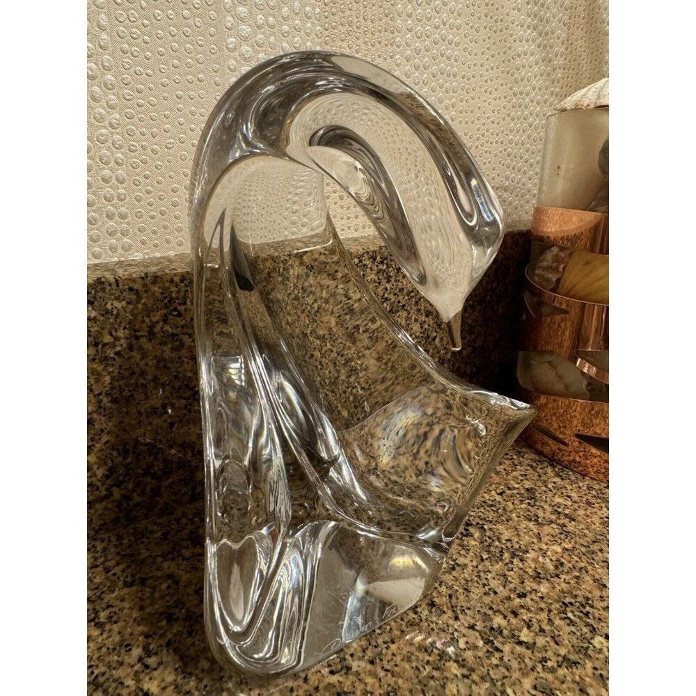 DAUM FRANCE CRYSTAL SWAN BIRD Modern FIGURINE 6 1/2 Height