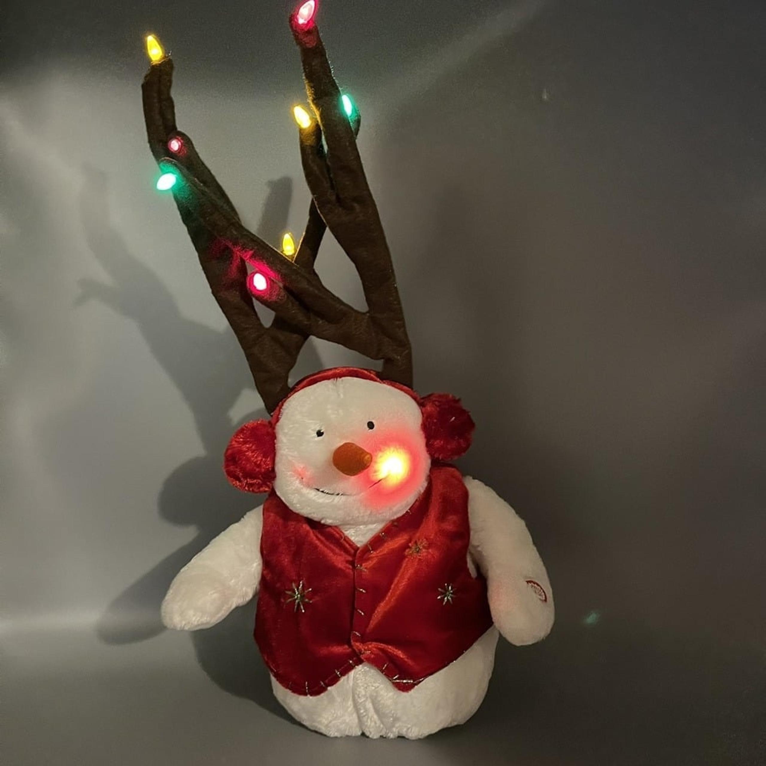 Dan Dee Animated Singing Jingler Snowman w Antlers Lights Up, Sings TESTED WORKS