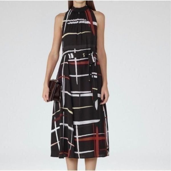 Reiss Womens Lava abstract High neck midi dress, sz 6
