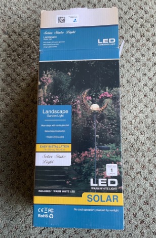 New Moon Solar Garden Lights Outdoor Stakes, Waterproof Crackle Glass Metal Deco
