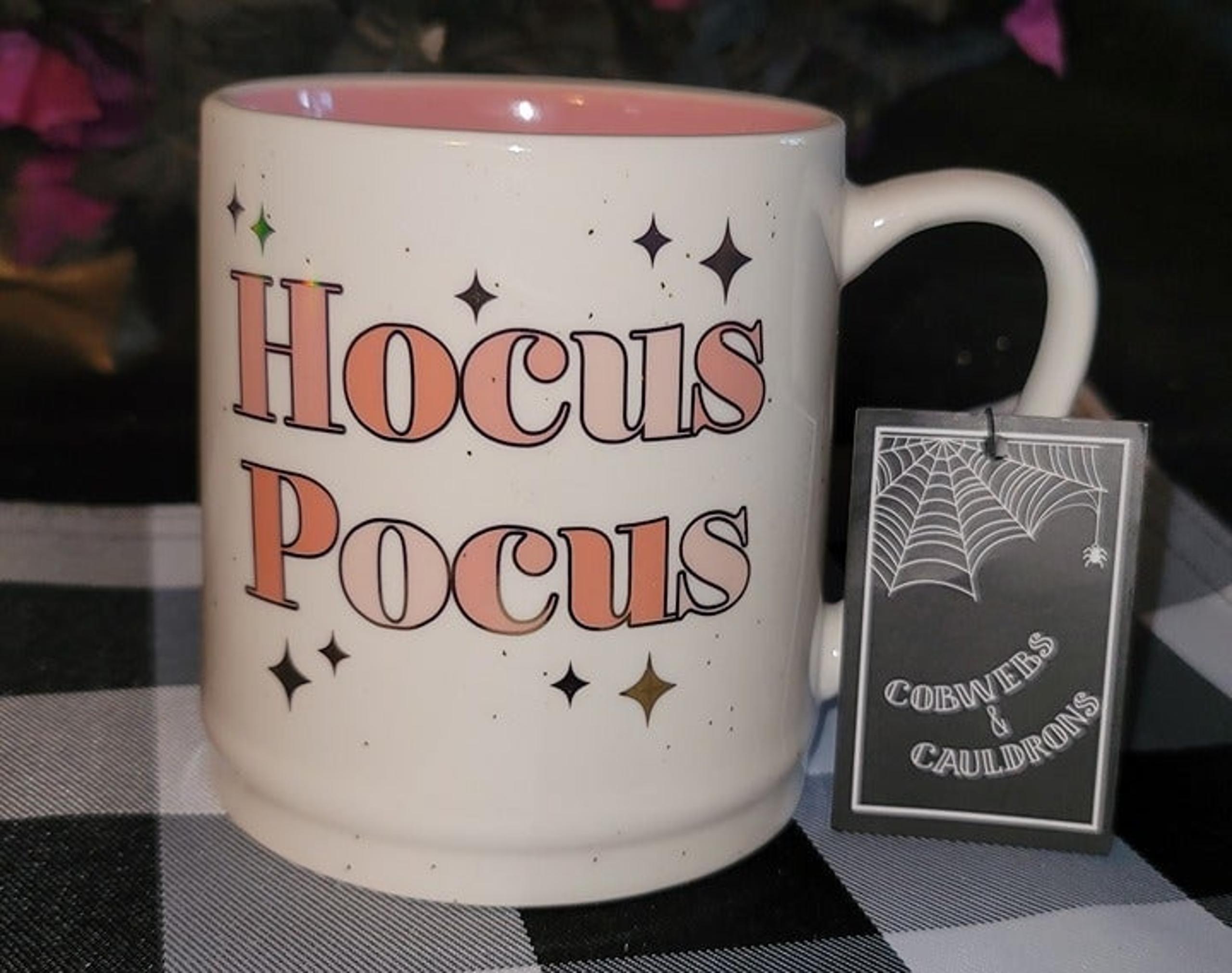 Hocus Pocus Mug - Cobwebs & Cauldrons Pink Gold Metallic