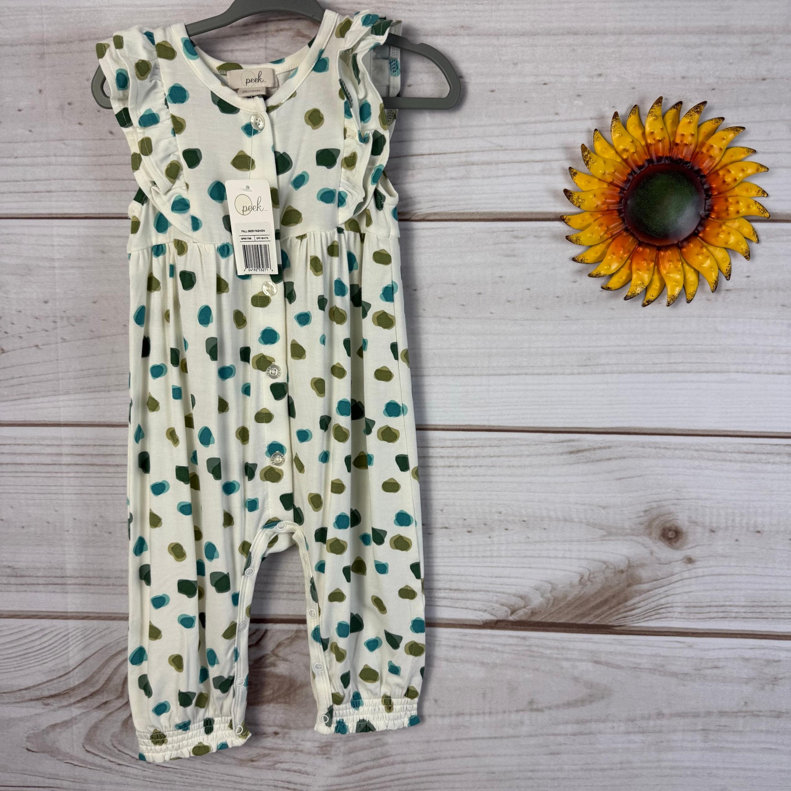 peek modal toddler girls ruffle romper 6-12M