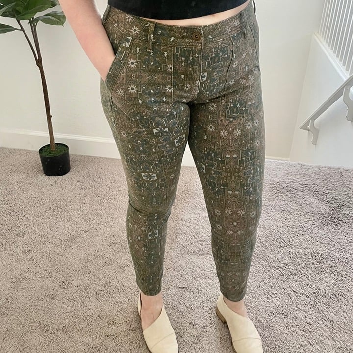 Cadet Slim Utility Pants Olive Multicolor Aztec Hipster Boho Utility Skinny Pant