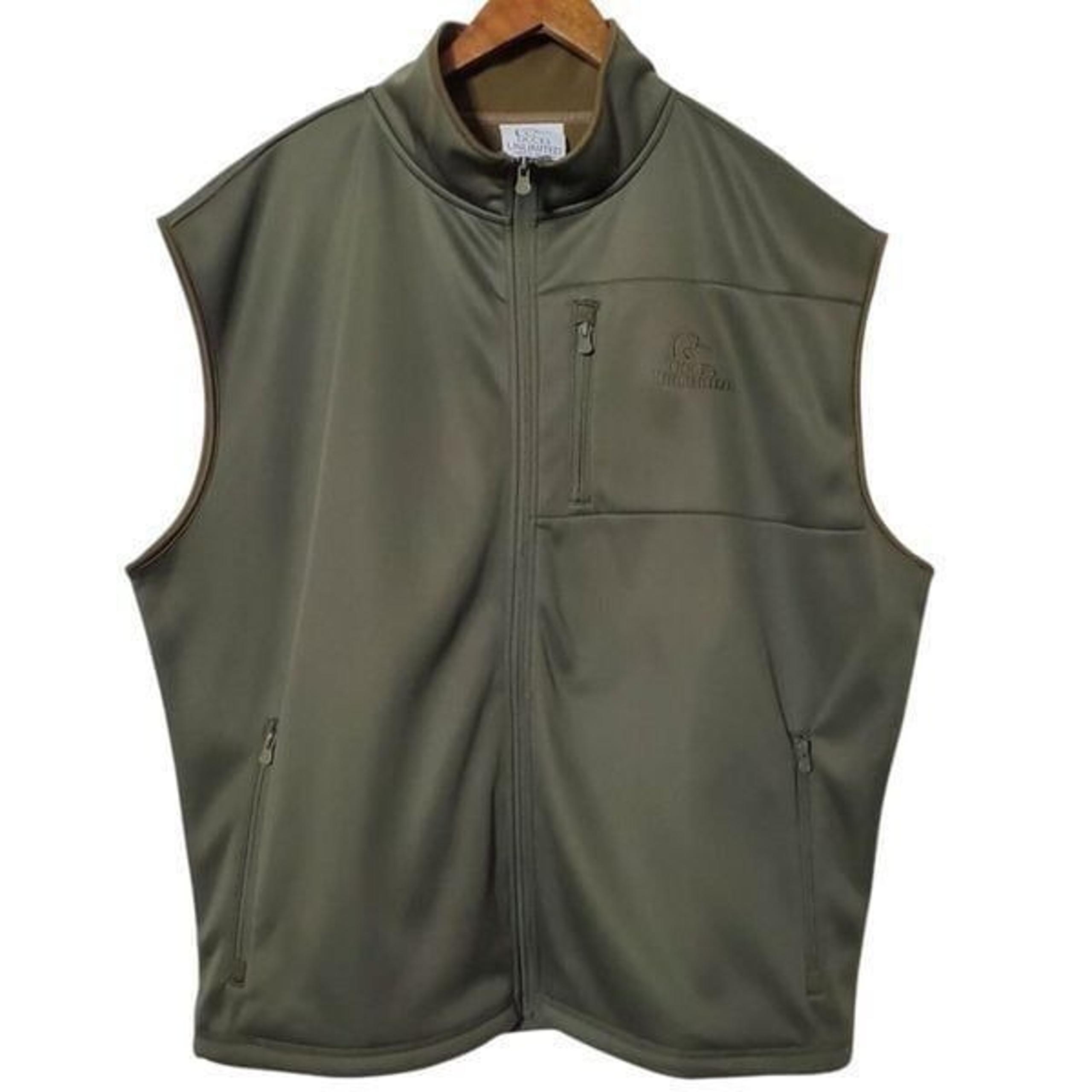 Ducks Unlimited Olive Green Vest Size XXL Fleece Lined Full Zip Logo Pockets Men