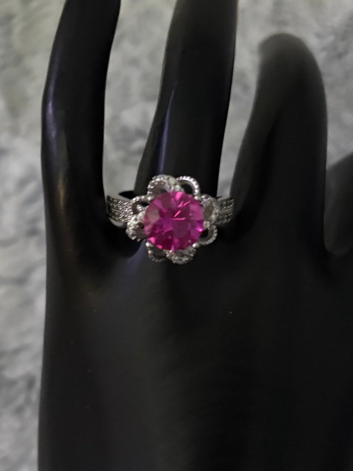 Pink Moissanite 2ct Sterling Silver Ring