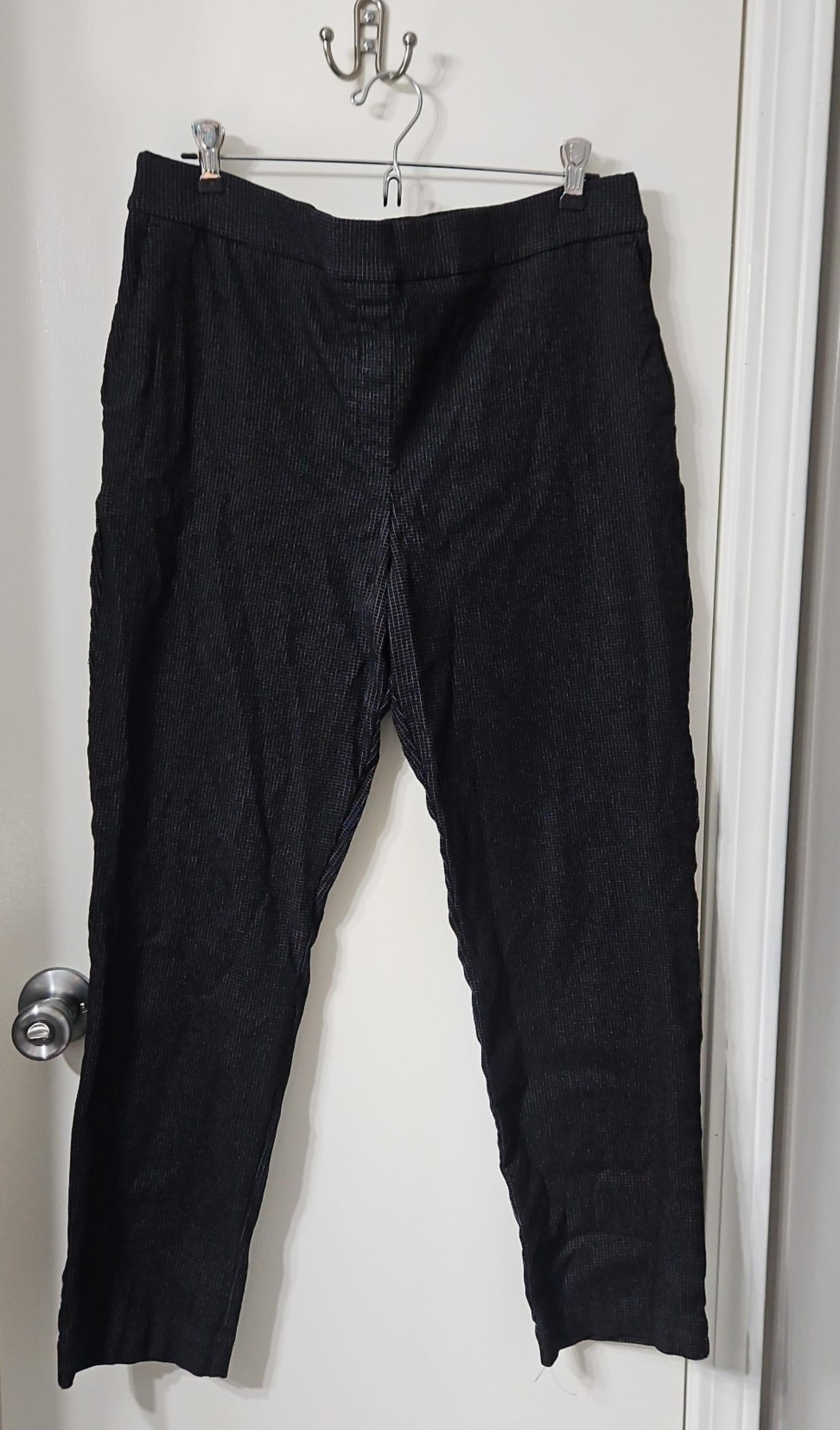 Womens Hilary Radley large black white dress pants straight leg elastic waist