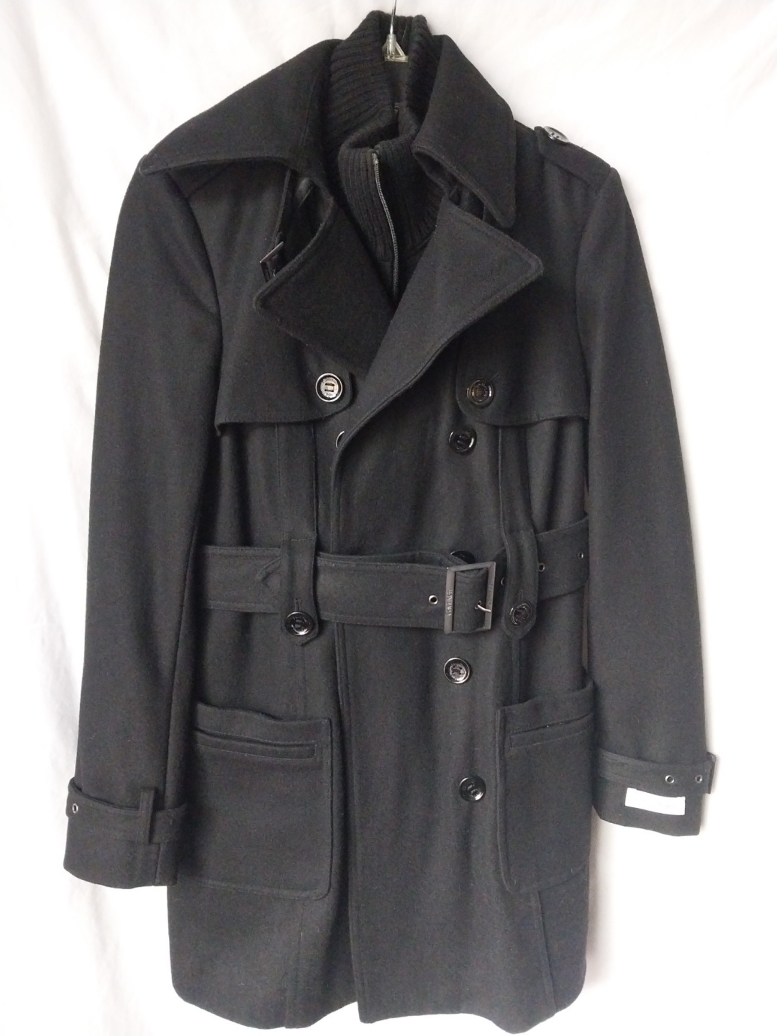 Calvin Klein double breasted trench black pea coat- 6