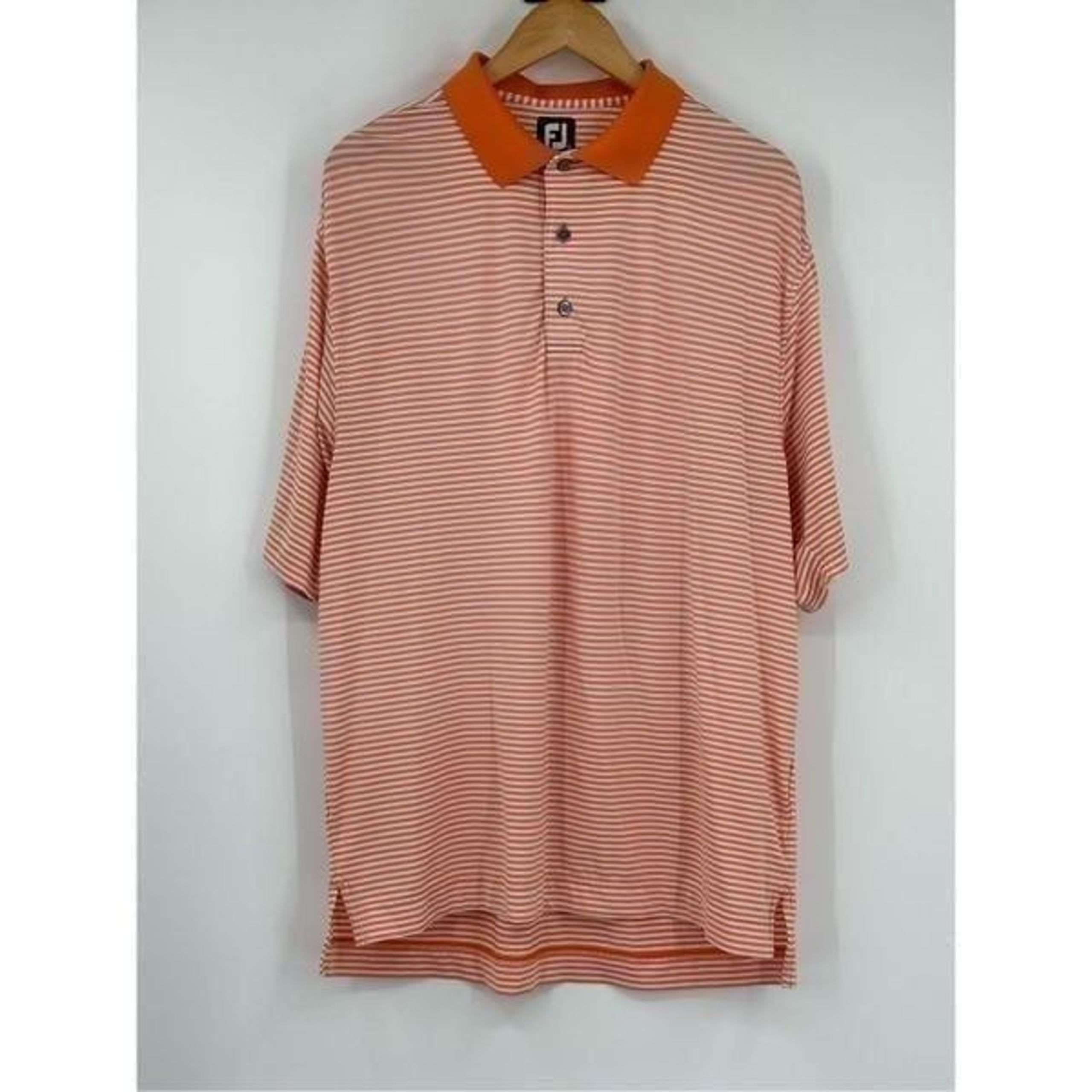 Foot Joy orange and white striped golf polo size L