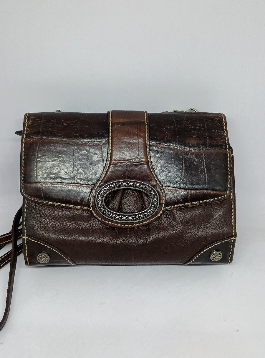 Brighton Brown Genuine Leather Crossbody Bag Wallet Adjustable Detachable Strap