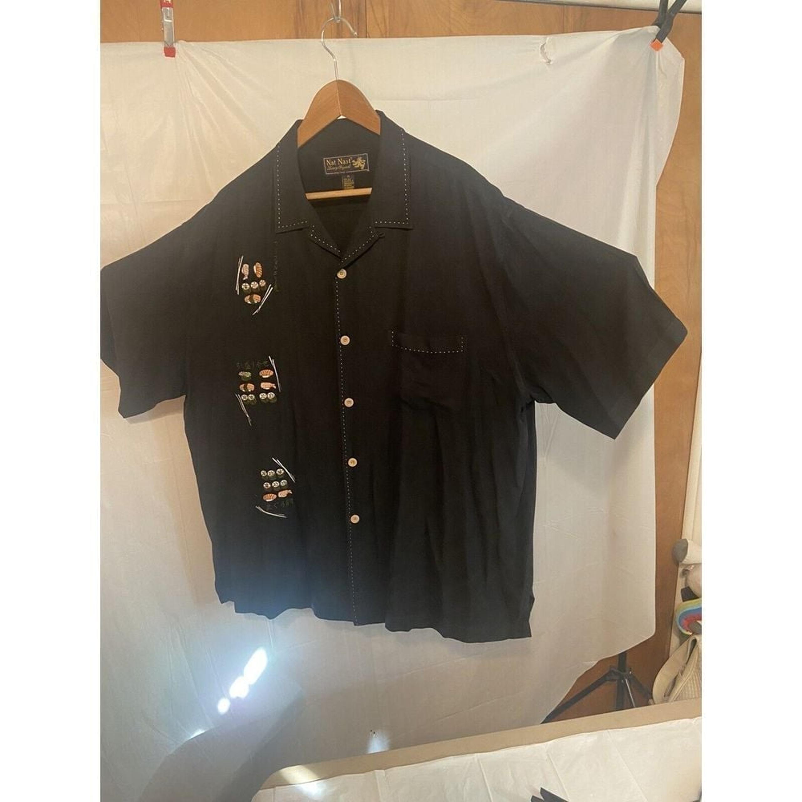 Nat Nast -Limited Edition "SUSHI" Embroidered Silk Shirt-Size X-Large