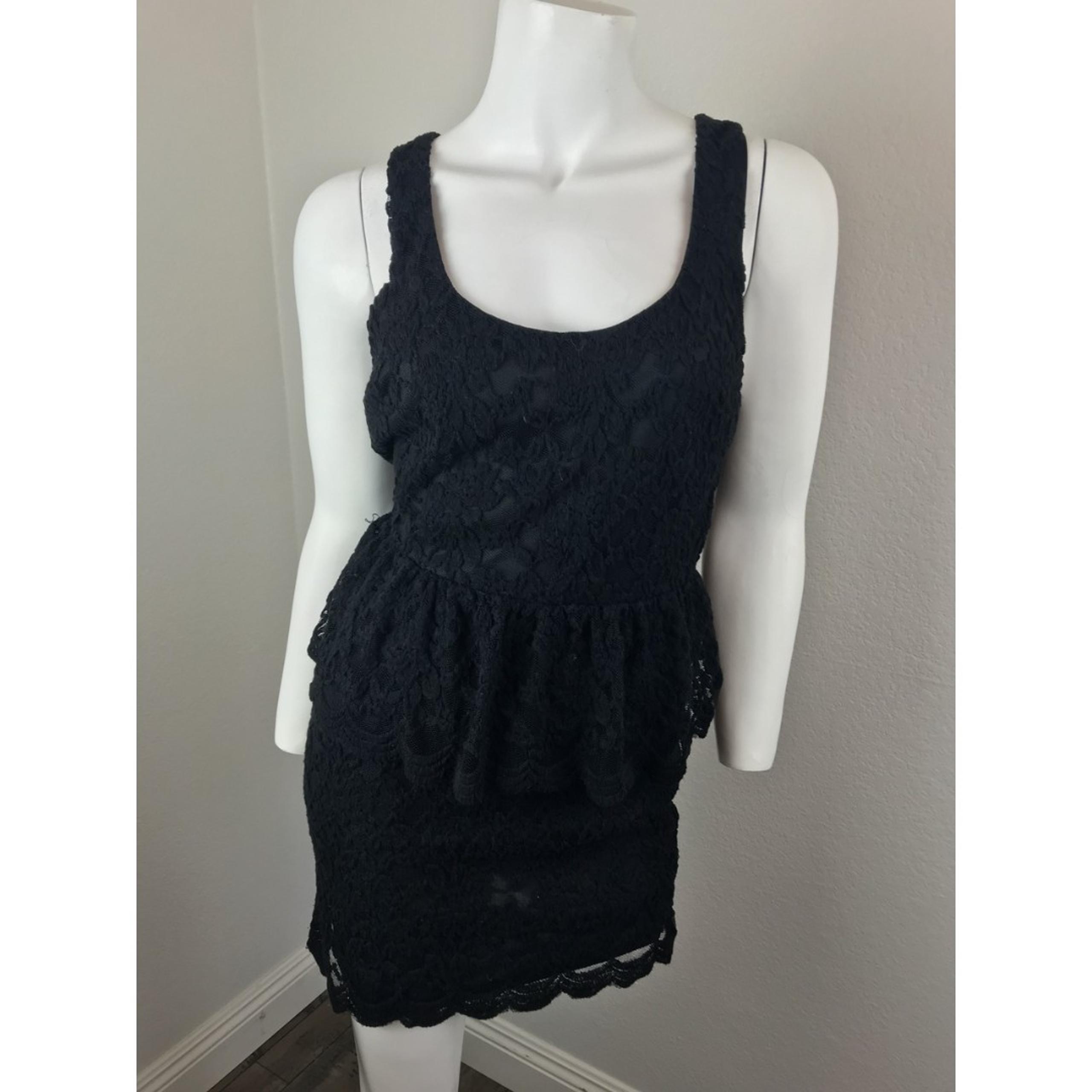 PINS AND NEEDLES women's  Small Dress Black Sleeveless OpenSexy Back Peplum Lace