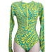 Trina Turk Trillis Turquoise Lime NWT. Zip Front Paddle Swimsuit Rash Guard, M